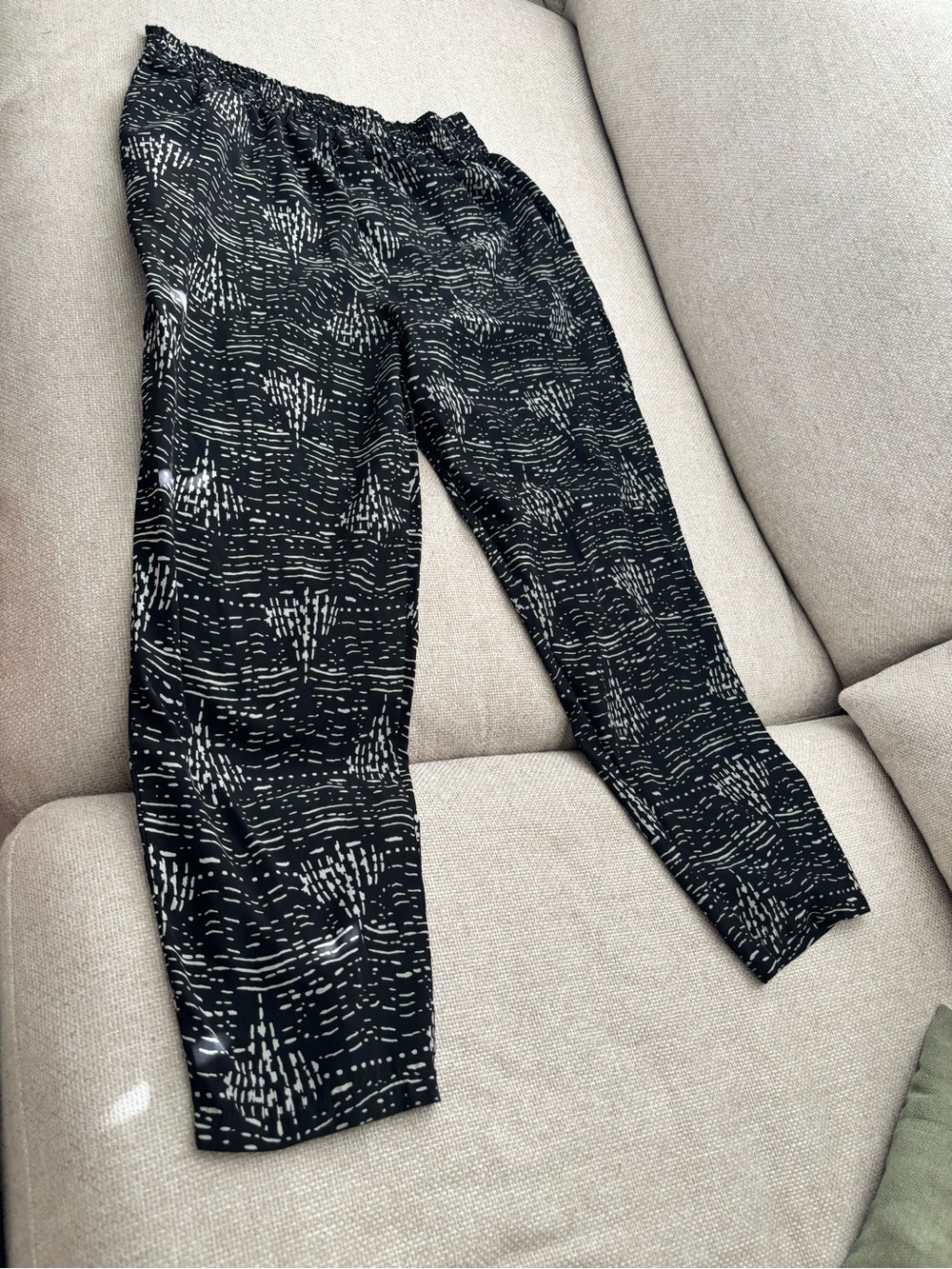 Womens Black Printed Pants